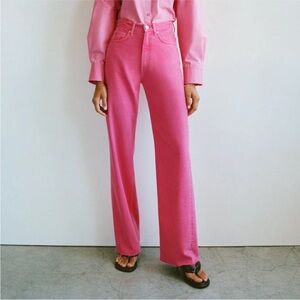 Zara wide leg pink jeans